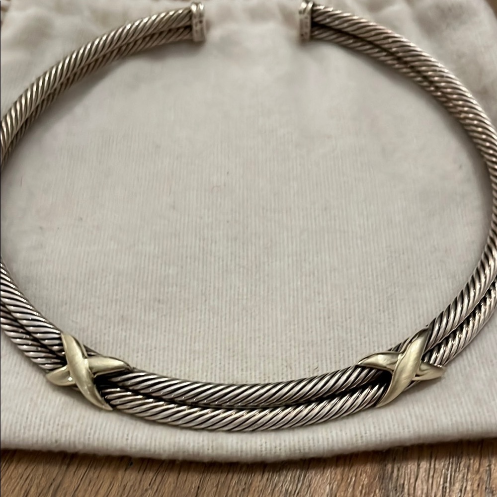 David Yurman Silver and Gold Cable Necklace